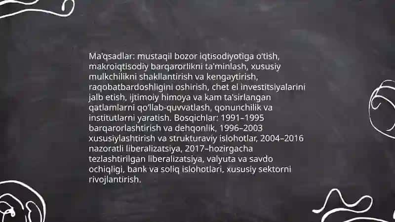 Iqtisodiy islohotlar, xususiy mulkchilikning shakllanishi 3