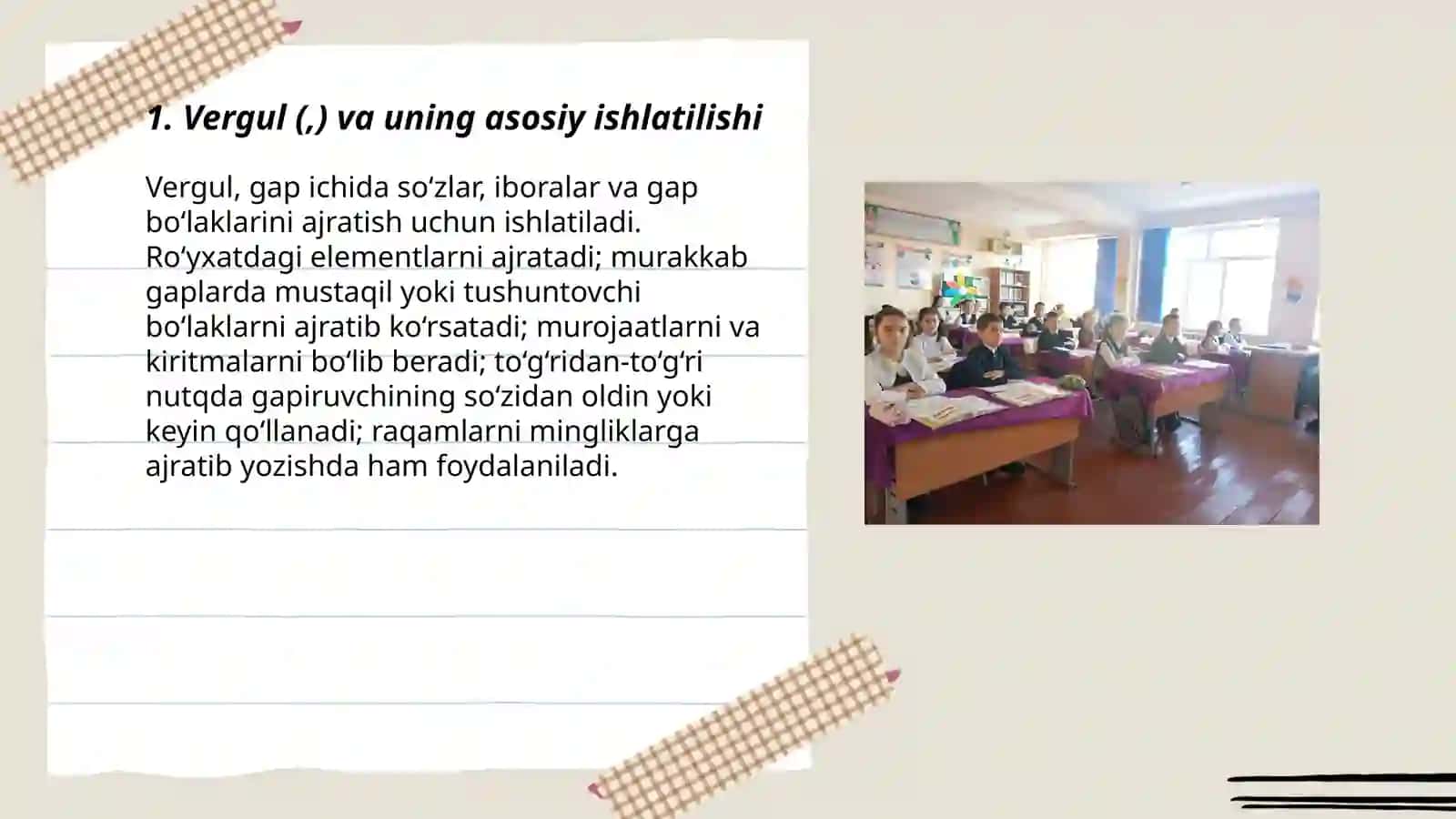 Vergul (,) va uning asosiy ishlatilishi 3