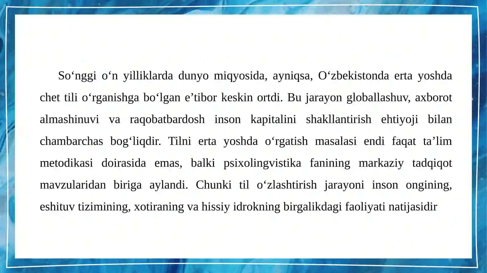 Kichik yoshdagi o‘quvchilarga chet tilini o‘qitishning psixologik, lingvistik va metodik asoslari 3