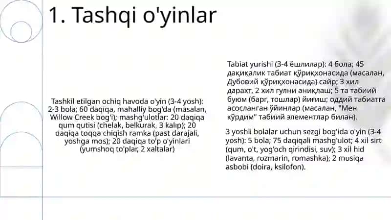 Kichik(3yoshdan 4yoshgacha) guruhdagi bolalar faoliyat turlari 3