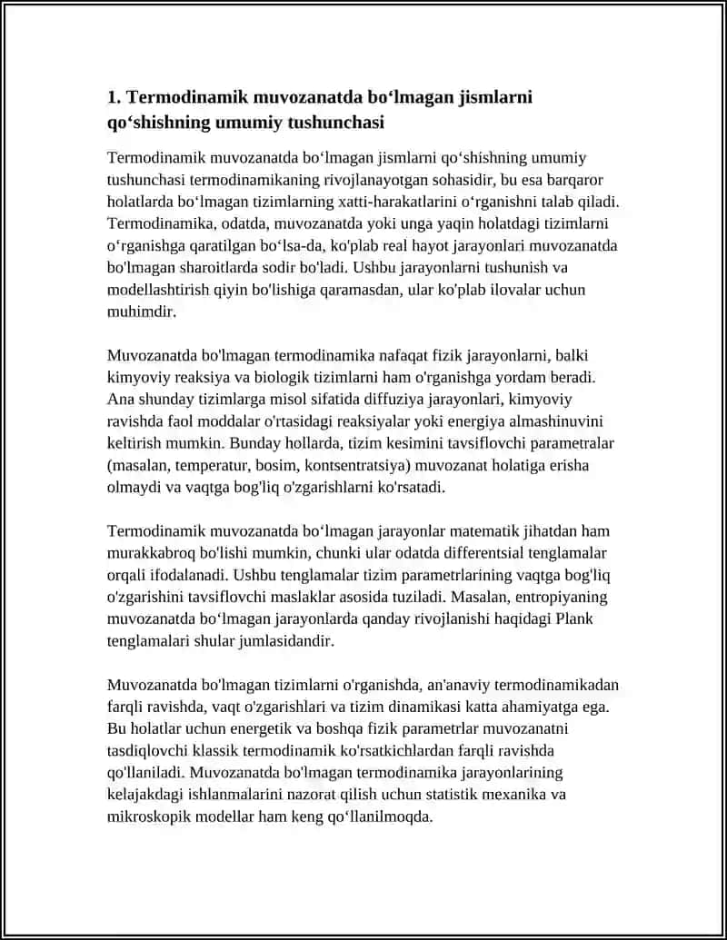 TERMODINAMIK MUVOZANATDA BOʻLMAGAN JISMLARNING QOʻSHISH HODISALARI 3