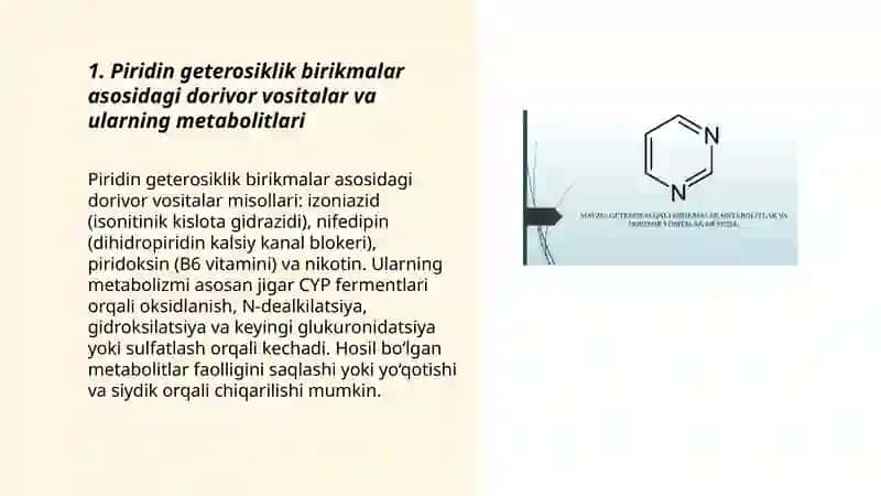 Biologik muhim geterosiklik birikmalar asosidagi metabolitlar va dorivor vositalar 3