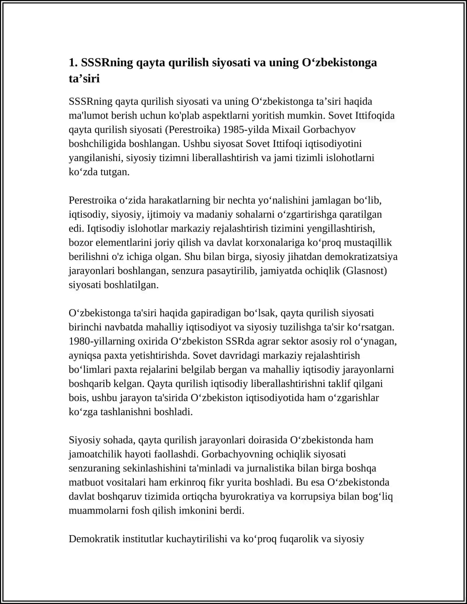 QAYTA QURILISH YILLARIDA OʻZBEKISTONDAGI IJTIMOIY-SIYOSIY VAZIYAT 3