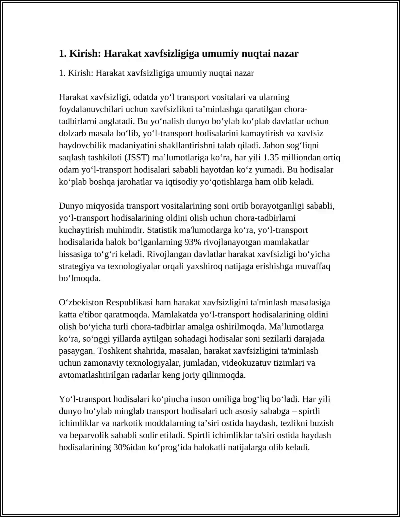 HARAKAT HAFSIZLIGINI HOLATLARINI ORGANISH VA ULARNI AVTOMATIK TEKSHIRISH USLUBLARI 3