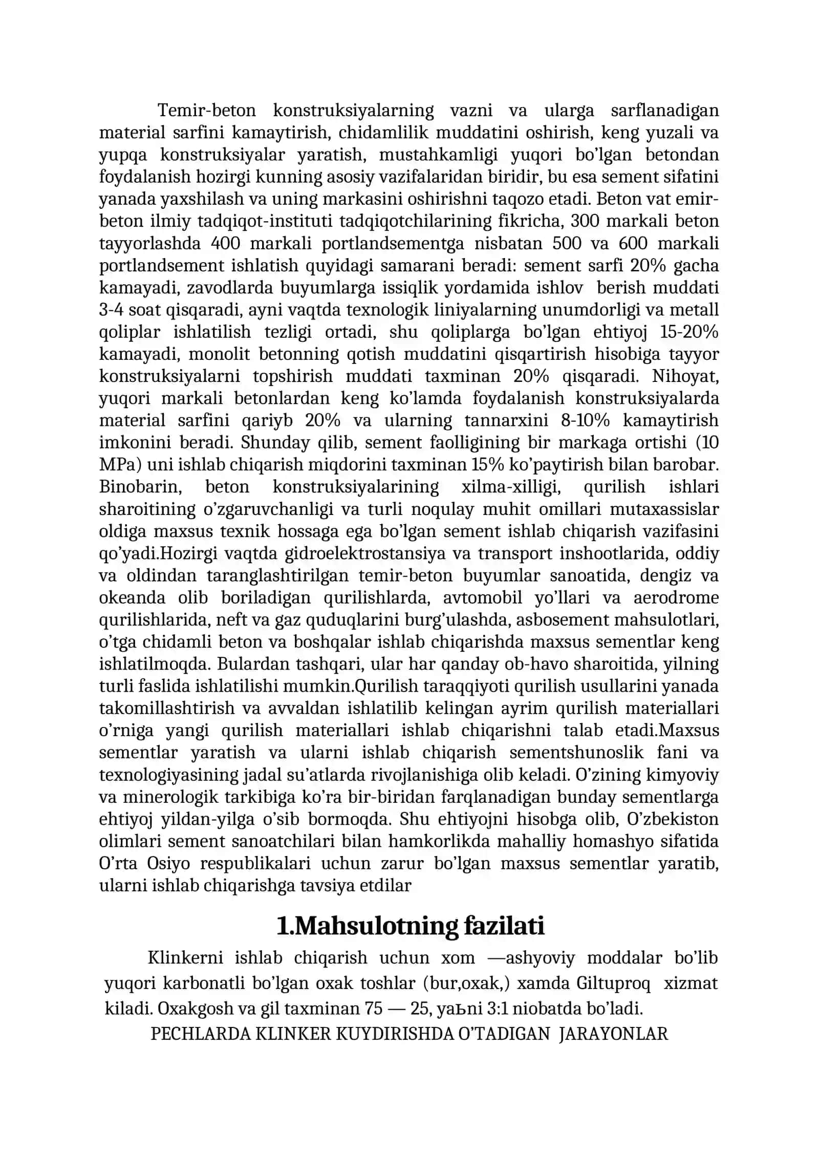 Sement klinkeri ishlab chiqarish korxonasi loyihalash 3