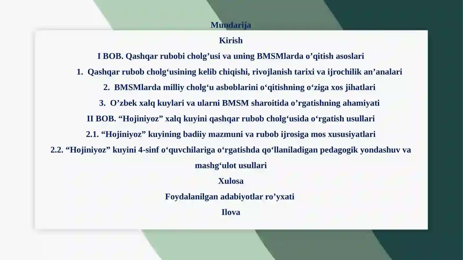 BMSMning 4-sinf o‘quvchilariga o‘zbek xalq kuyi “Hojiniyoz” asarini qashqar rubob cholg‘usida o‘rgatish metodikasi 3