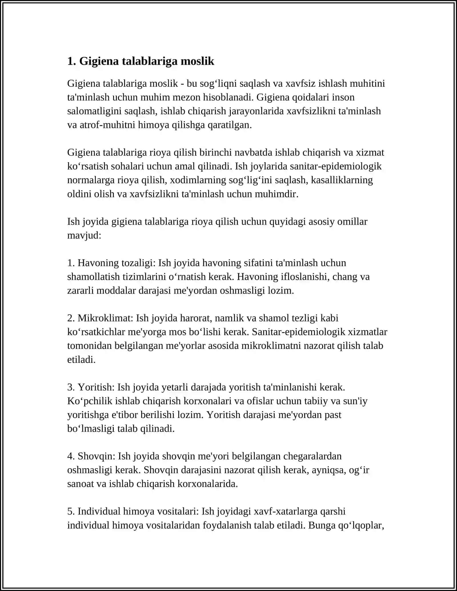 Gigiena talablariga moslik 3