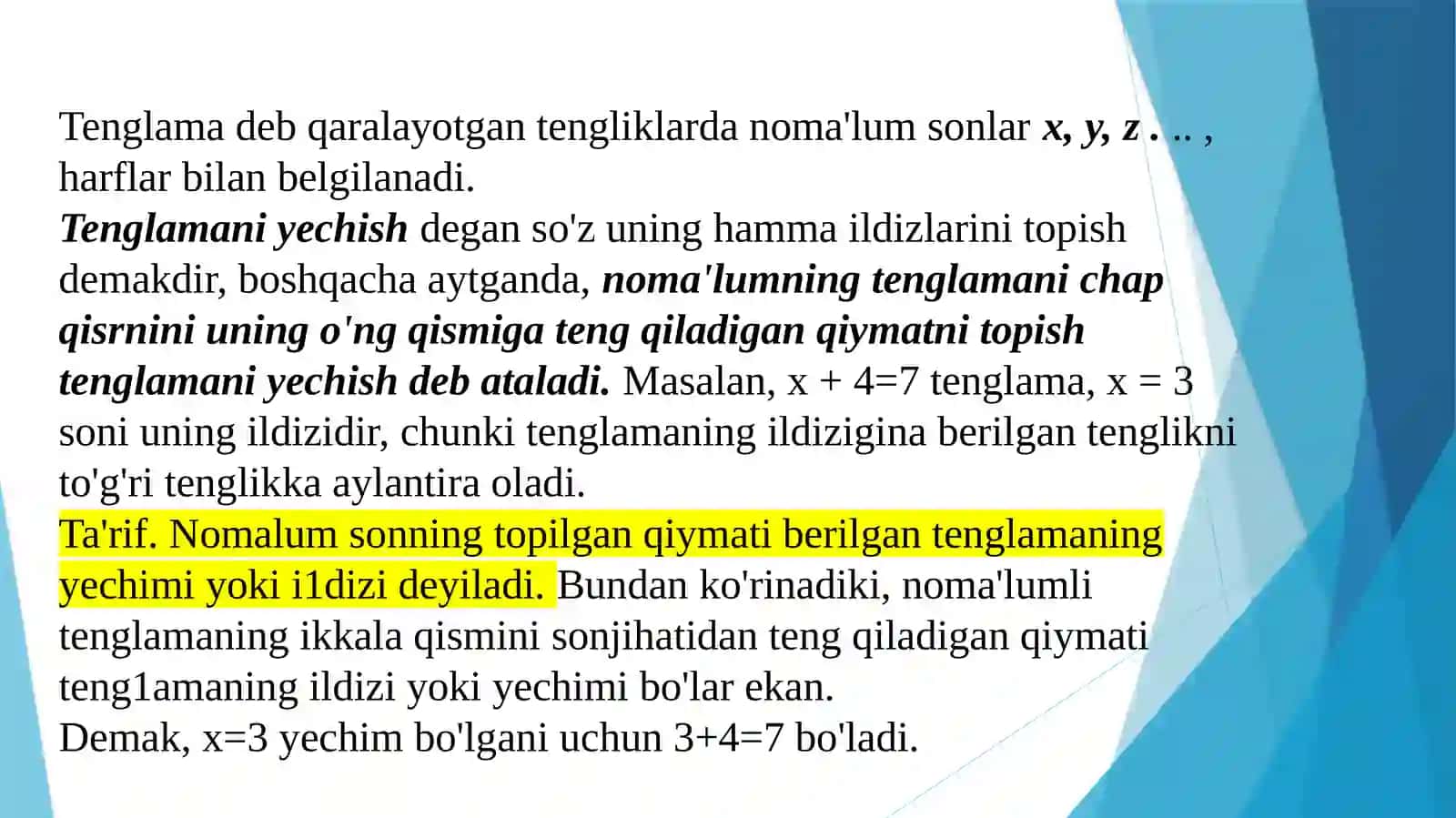 Algebraik materiallarni o‘rganish metodikasi 3