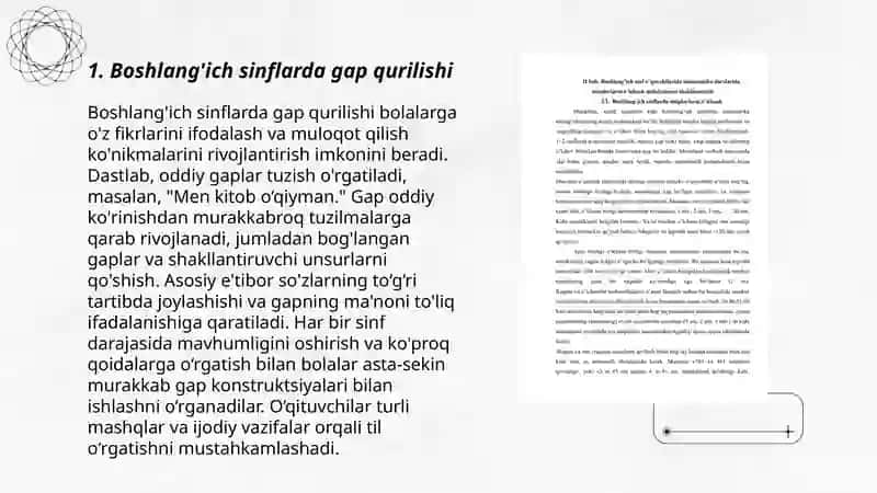 Boshlang'ich sinflarda gap ustida ishlashdagi izchillik 3