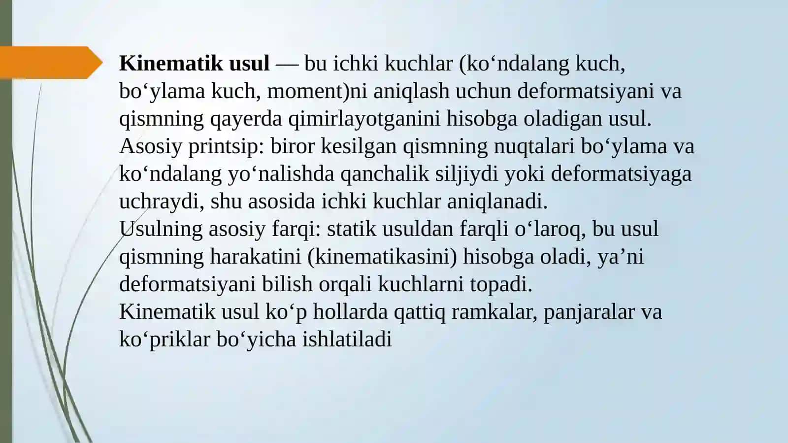 Ta’sir chiziqlari qurishning kinematik usuli 3