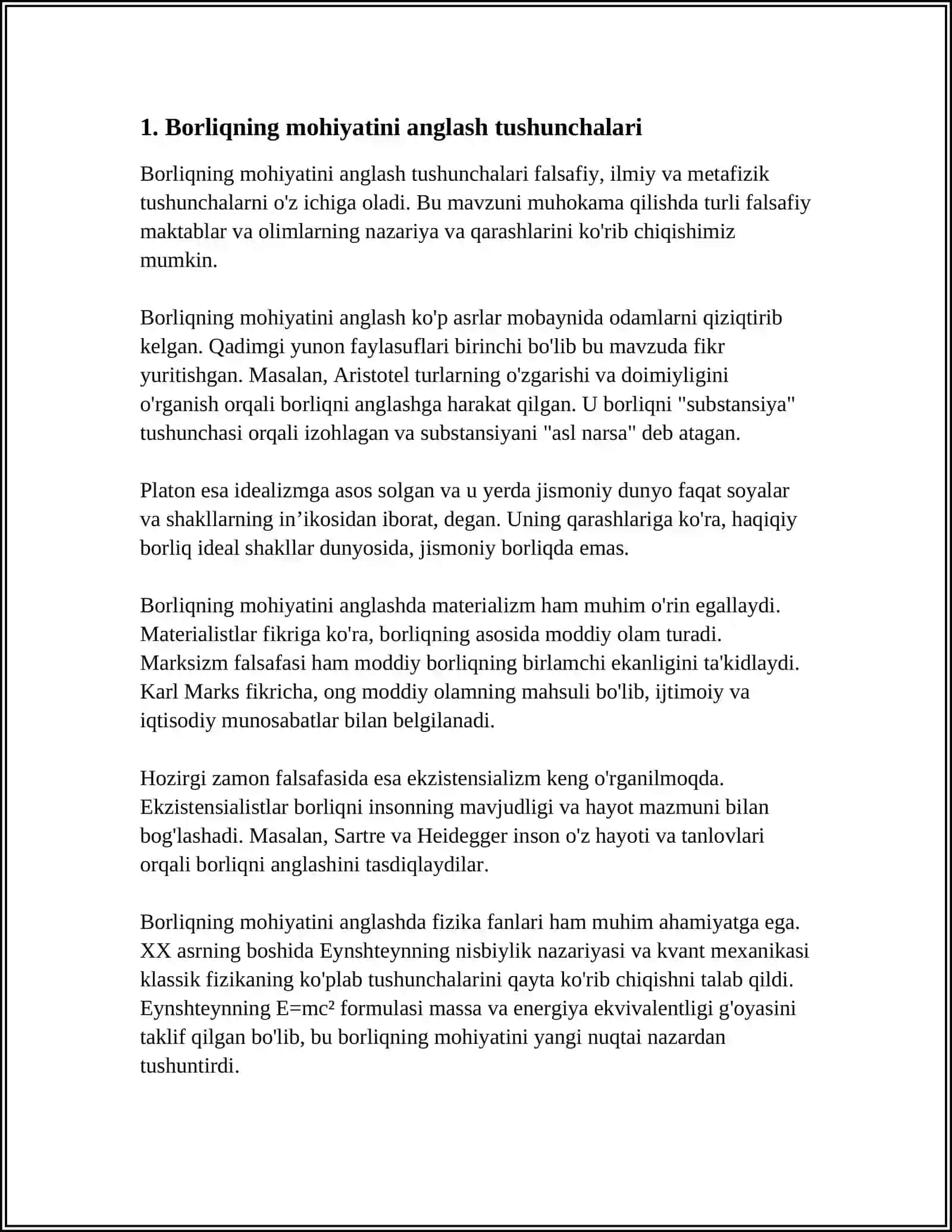 FALSAFA VA TABIIY ILMIY FANLARDA BORLIQNING MOHIYATIGA OID KANSEPSIYALAR 3