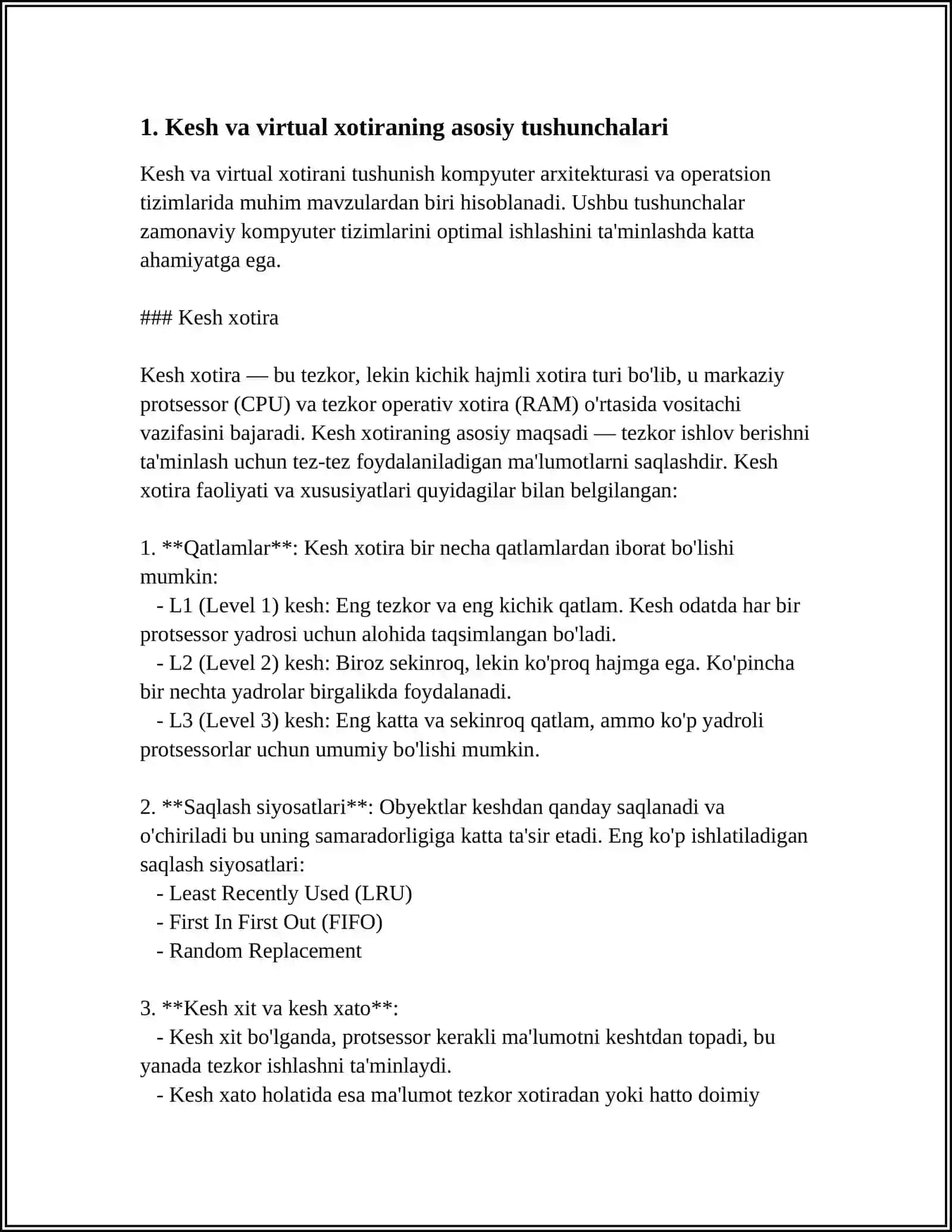 Kesh va virtual xotiranin tushunchalari 3