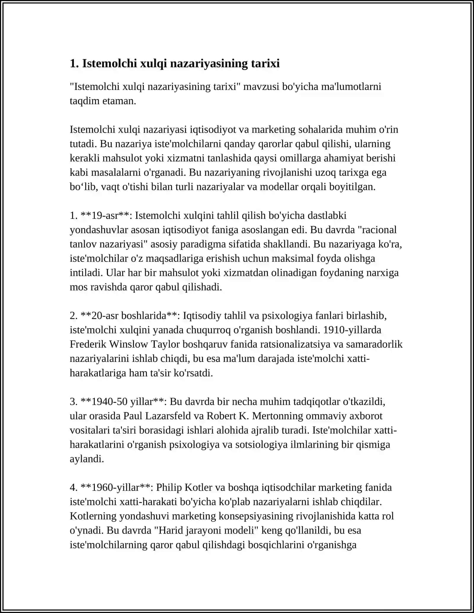 MUSTAQIL ISH Mavzu: ISTE’MOLCHI XULQI NAZARIYASINING ASOSIY HOLATI 3