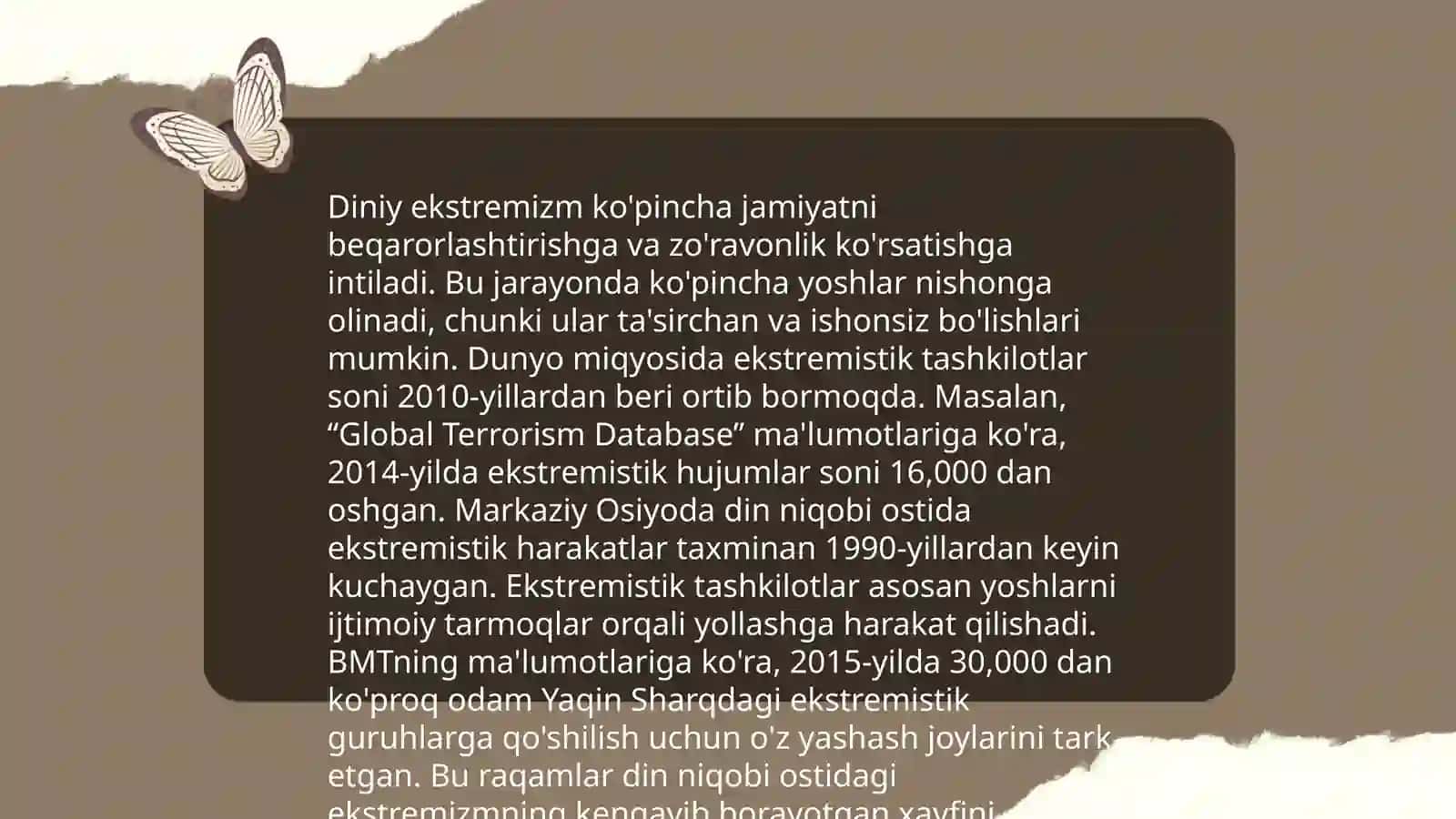 Ekstremizmning ko'rinishlar va namoyon bo'lish shaklar 3