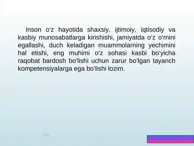 Umumta’lim maktablarida kimyo fanini o‘qitish mazmunidagi o‘zgarishlar. Tayanch va kimyo faniga oid umumiy kompetensiyalar 3