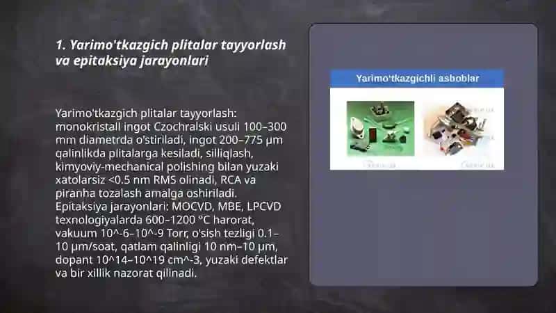 Yarimo'tkazgich IMClar yaratishda texnologik jarayonlar va operatsiyalar 3