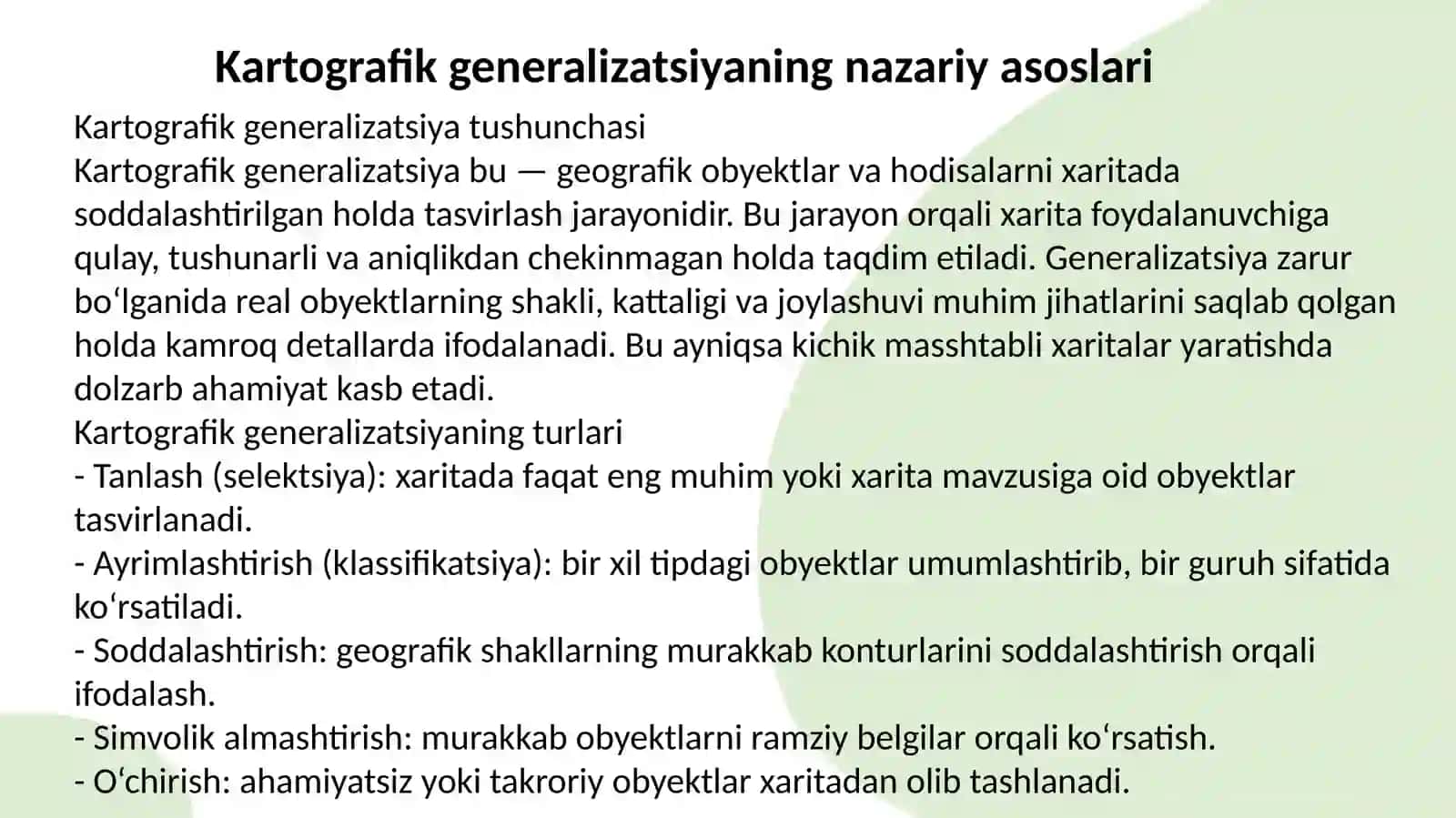 Kartografik Generalizatsiya 3