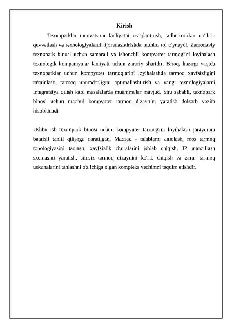 Texnopark binosini kompyuter tarmogʻini loyihalash 3