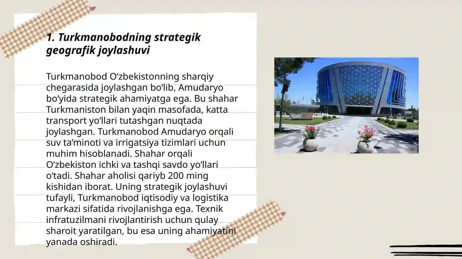 Turkmanobodning iqtisodiy rivojlanishi, madaniy yodgorliklar va strategik roli 3