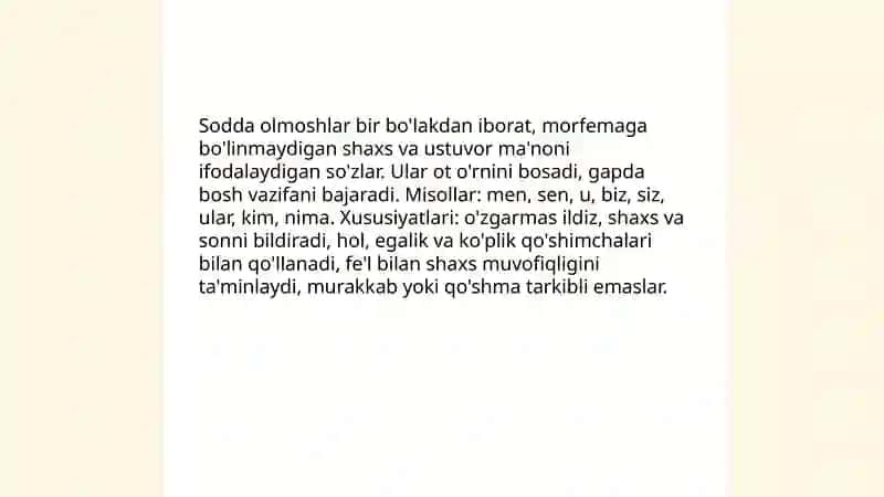 Sodda, qo'shma, juft, takroriy olmoshlar 3
