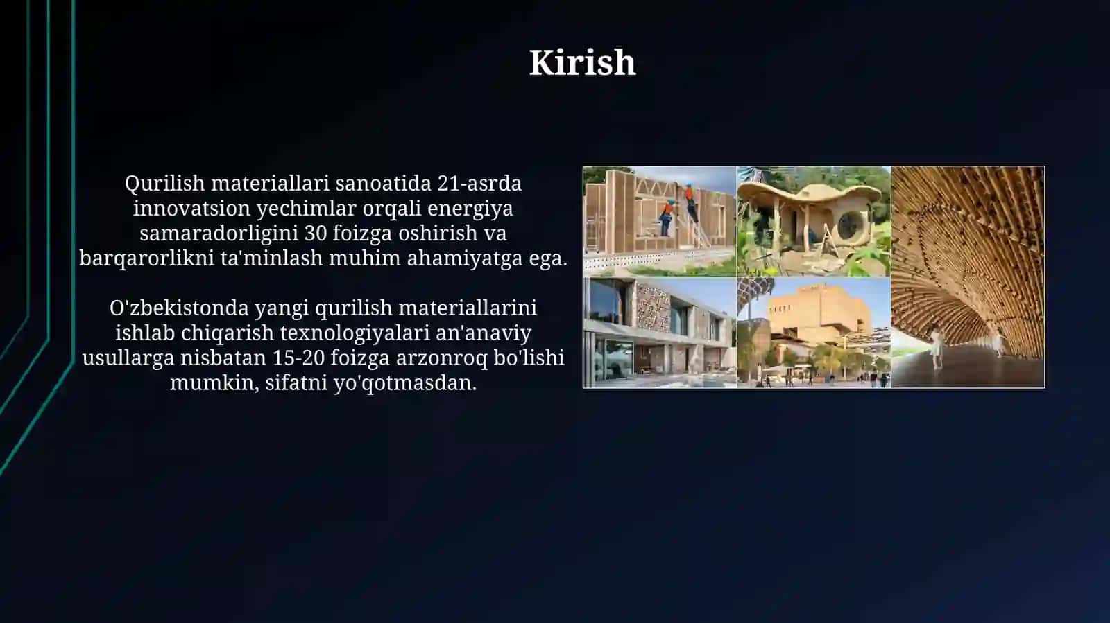 Qurilish ishlab chiqarishida istiqbolli qurilish materiallarini tadbiq etish va takomillashtirish 3