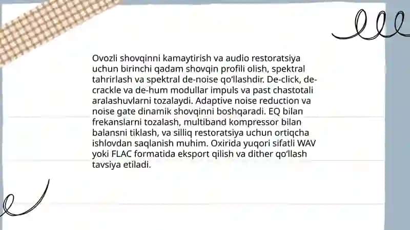 Ovoz VA video lavhalarga ishlov berish 3