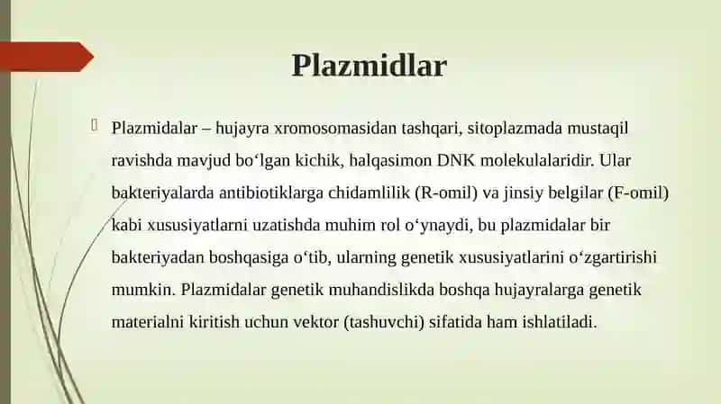 Bakterialirsiyatning xromosomadan tashqari omillari 3
