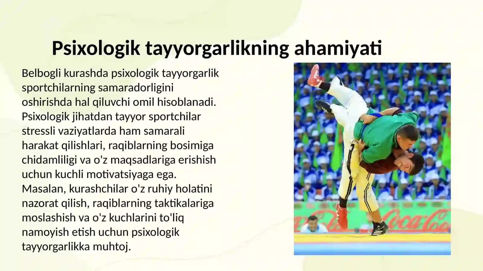 Belbogli kurashda pisxologik tayyorgarligi Nazariy asoslari 3