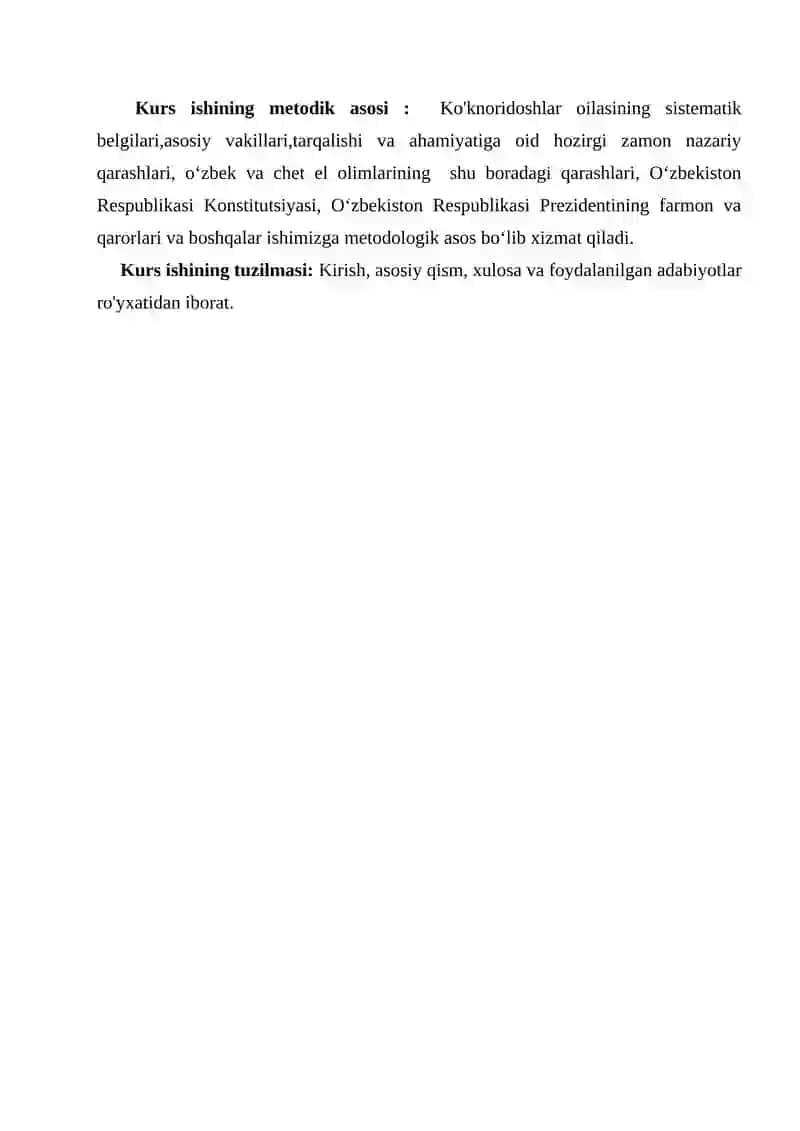 Ko'knoridoshlar oilasining asosiy vakillari va ularning xalq xo’jaligidagi ahamiyati 3