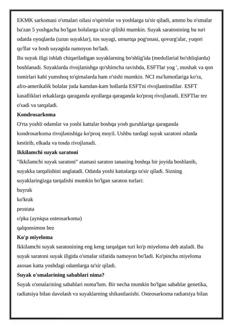 Xavfli suyak o'smalari 3