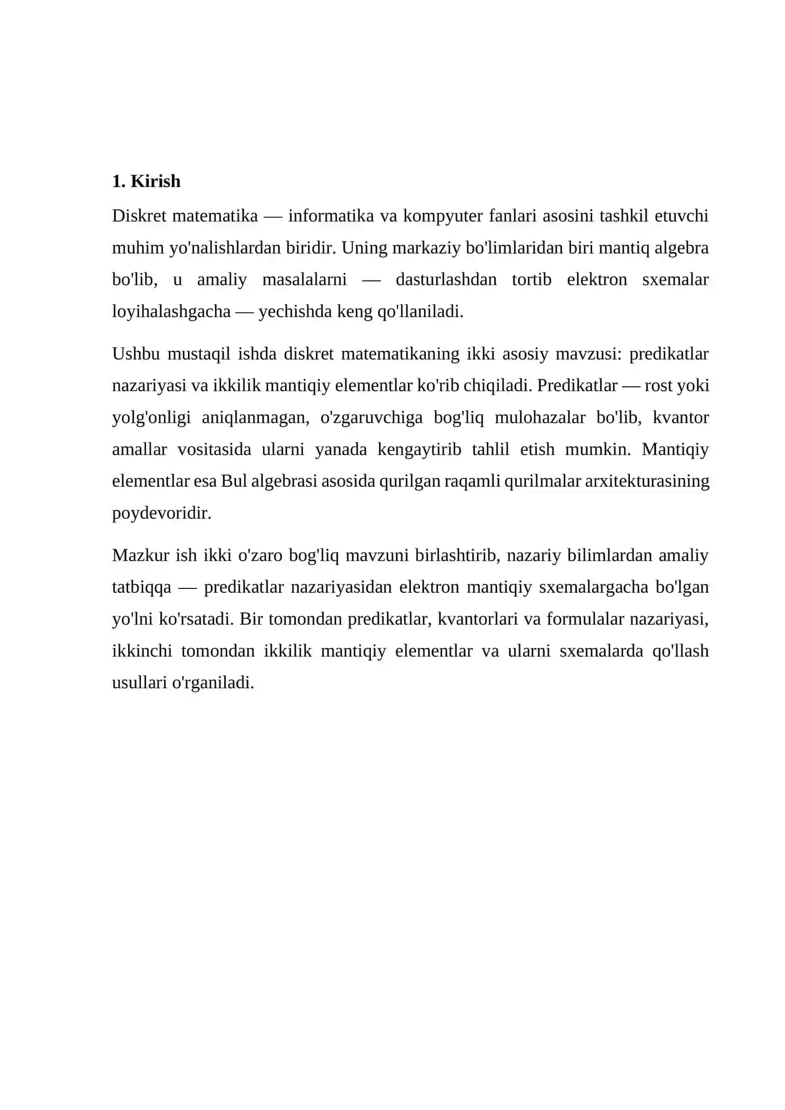 Fan: Diskret Tuzilmalari. Mavzu: Predikatlar ustida mantiqiy amallar. Kvantor amallarining xossalari. 3