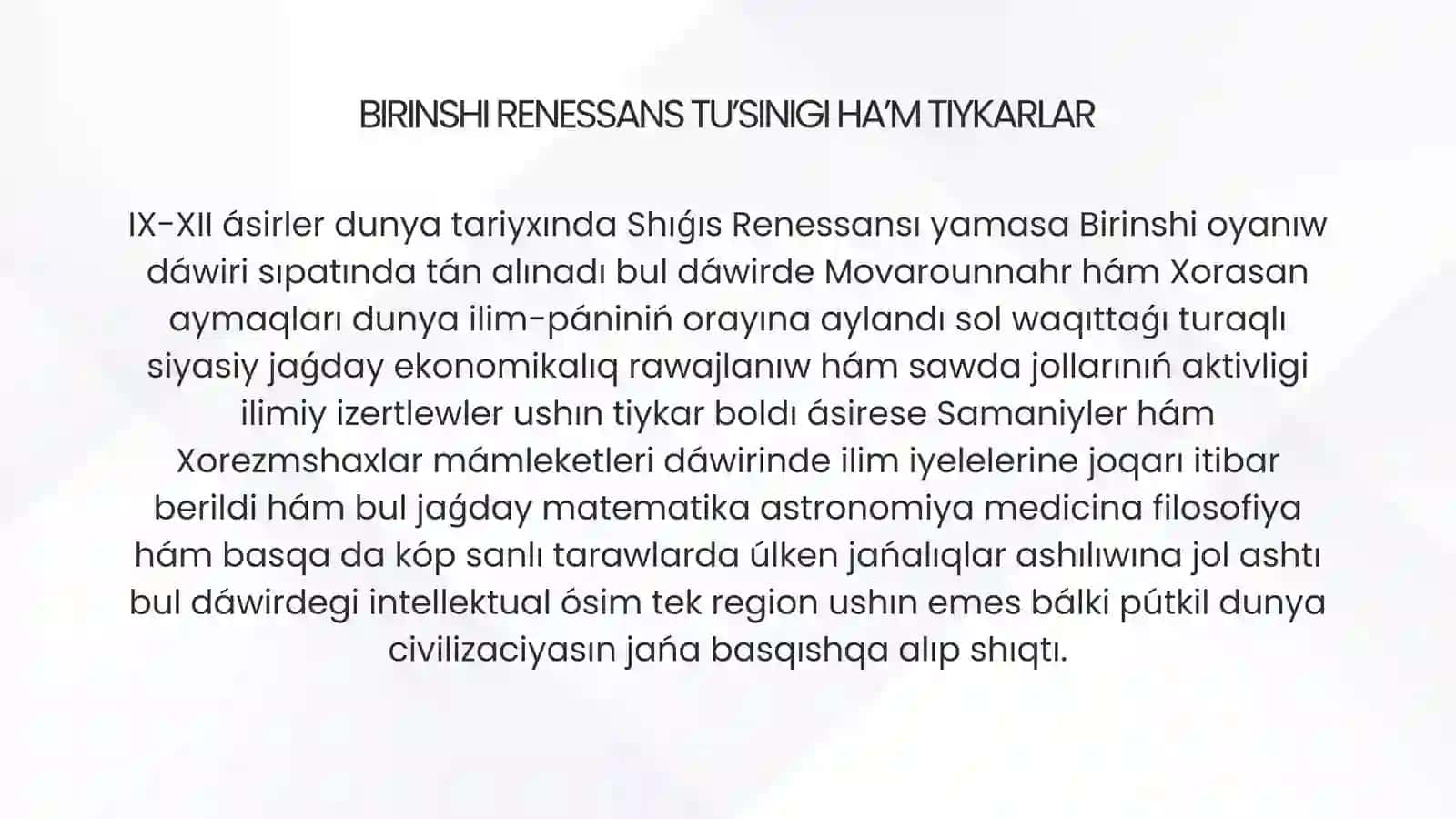 IX-XII ásirlerde mámleketimiz aymaǵında júz bergen mádeniy oyanıw 3
