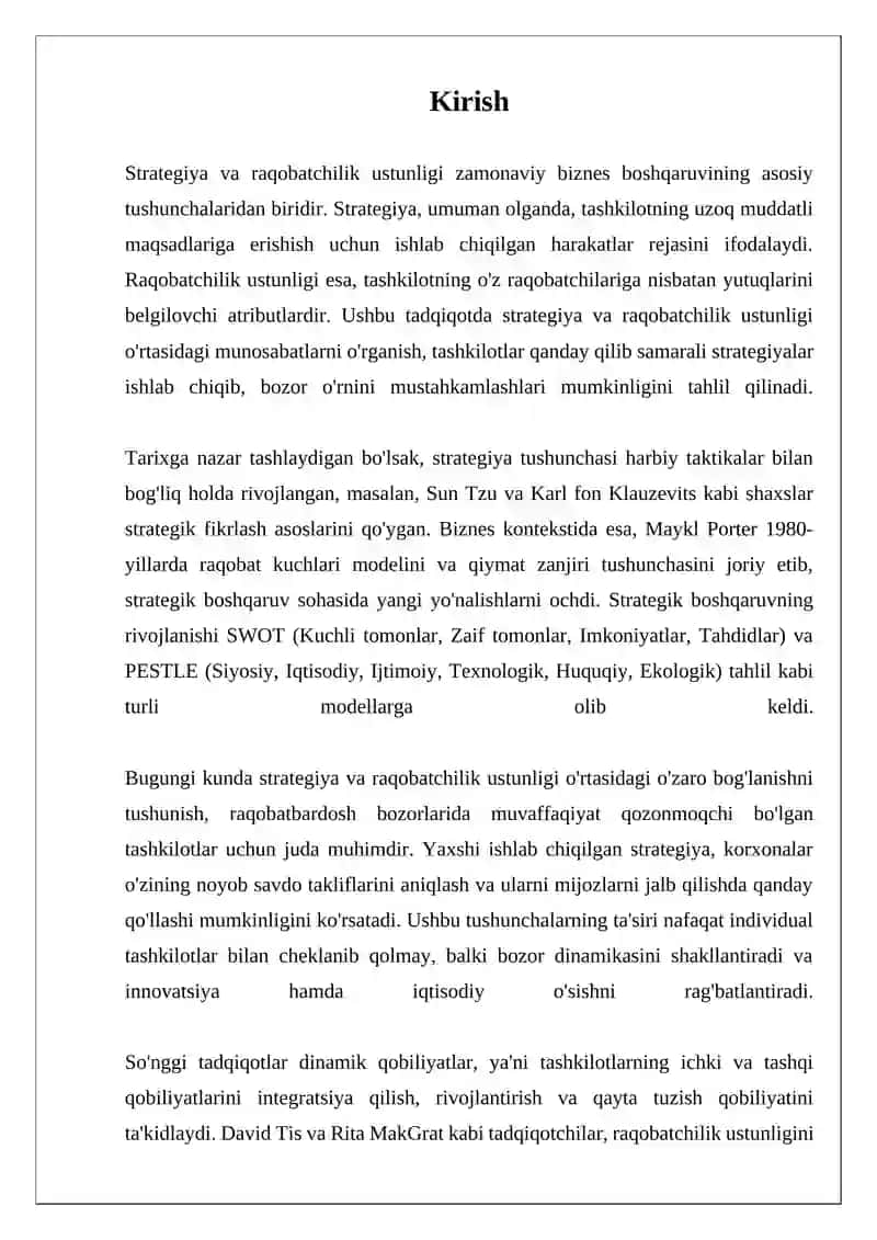 Raqobatchilik ustunligi strategiyasi 3