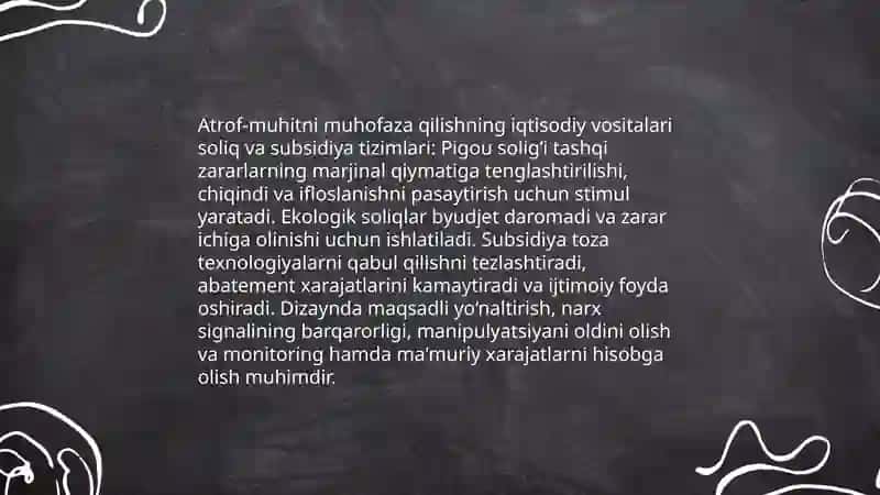 Atrof muhitni muhofaza qilish siyosati va chiqindilarning optimal darajasini aniqlash 3