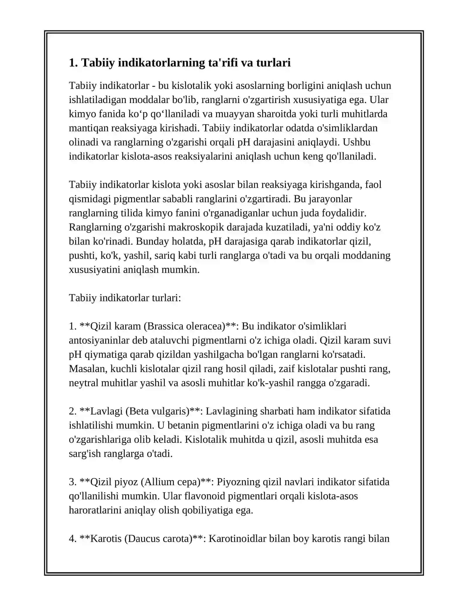 RANGLAR TILIDA KIMYO. TABIIY INDIKATORLAR YORDAMIDA KISLOTA VA ASOSLARNI ANIQLAYMIZ 3