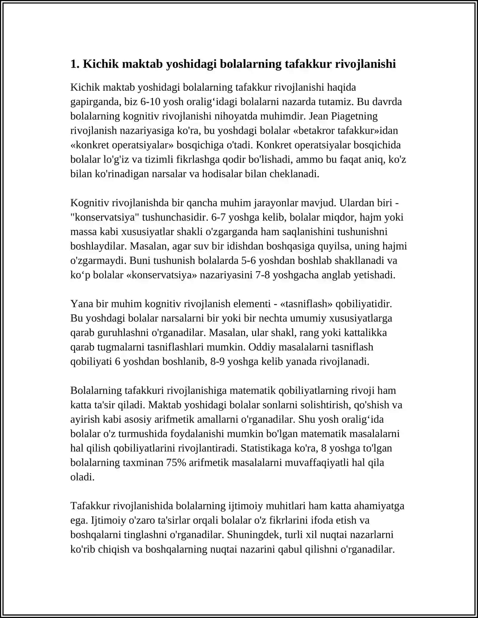 KICHIK MAKTAB YOSHIDAGI BOLALARNING PSIXIK RIVOJLANISH XUSUSIYATLARI 3