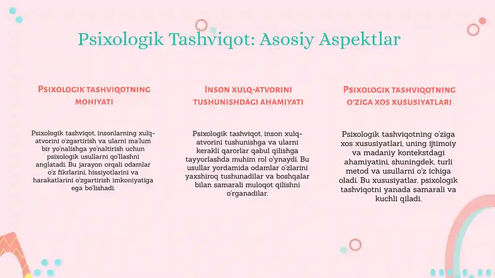 Psixologik tashviqotning o'ziga xos xususiyatlar 3