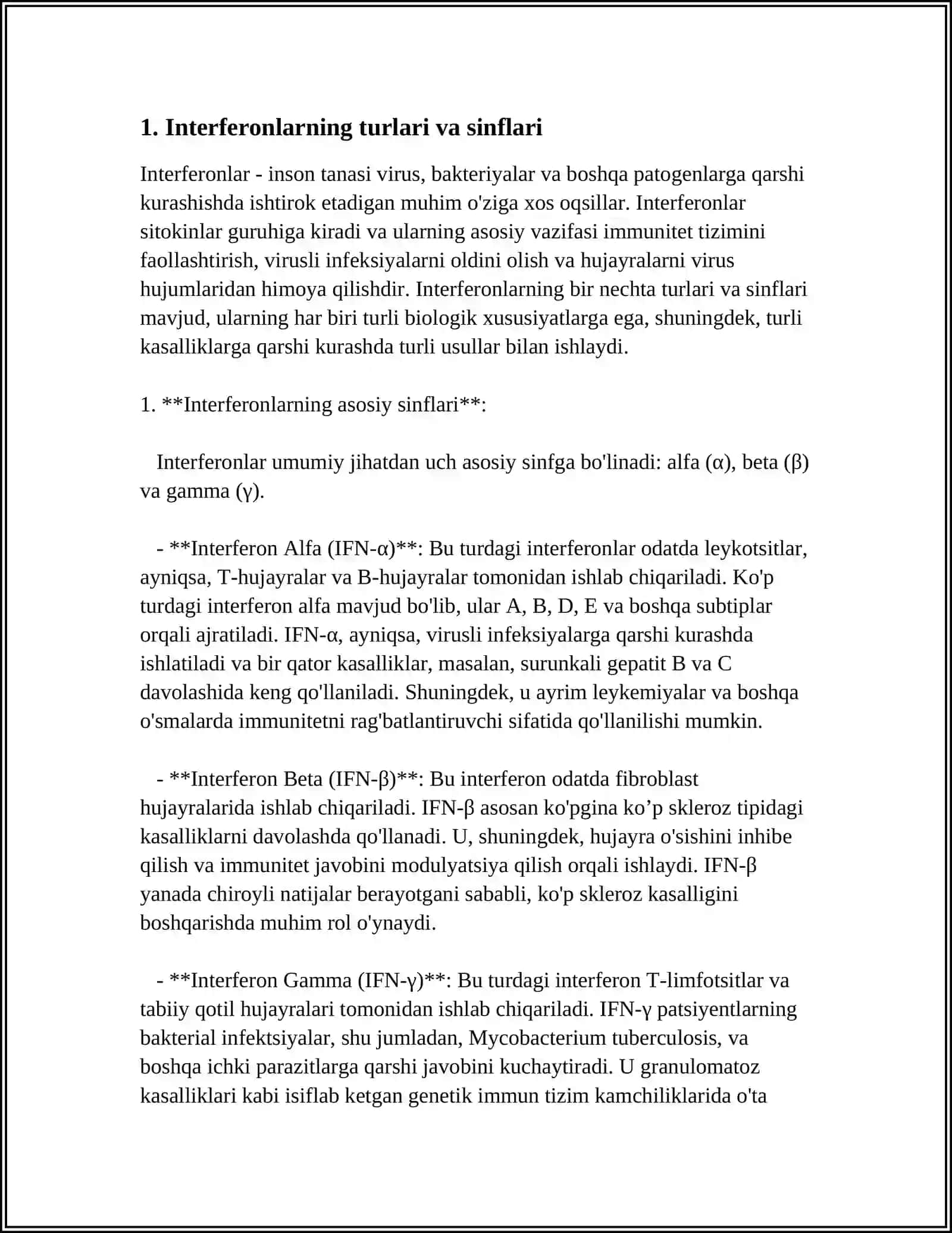 INTERFERON VA SITOKINLAR, SINTEZLANISHI, TAʼSIR MEXANIZMI 3