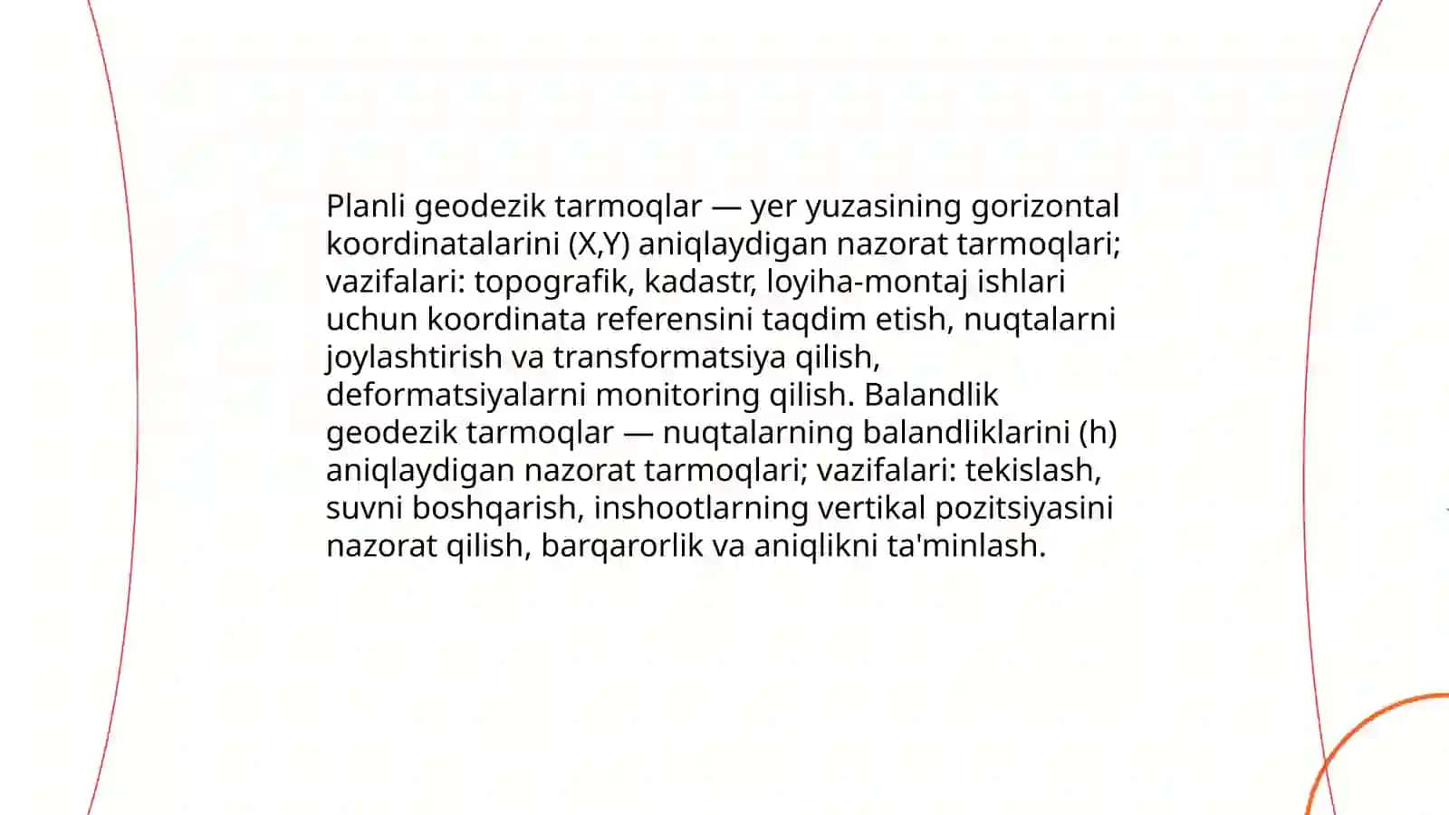 Planli va balandlik geodezik tarmoqlarning mohiyati 3