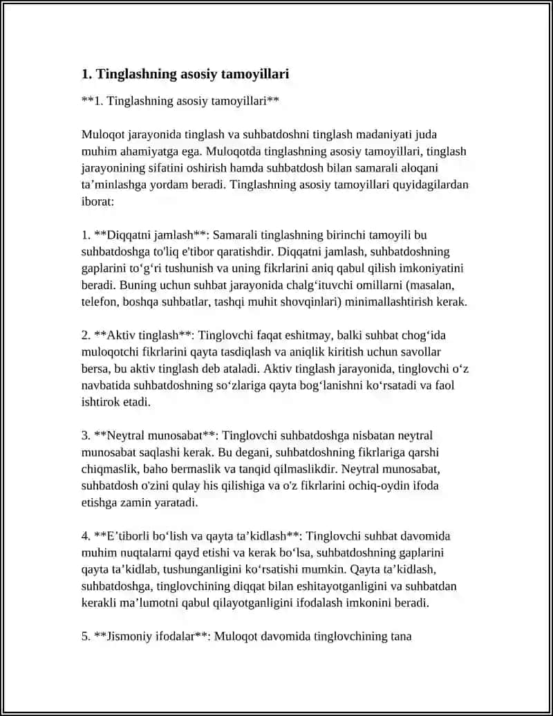 MULOQOTDA TINGLASH VA SUKUNAT MADANIYATI 3