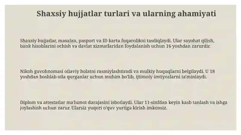 Shaxsiy hujjatlar 3