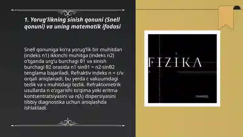 Yorug'likning sinish va qaytish qonuni 3