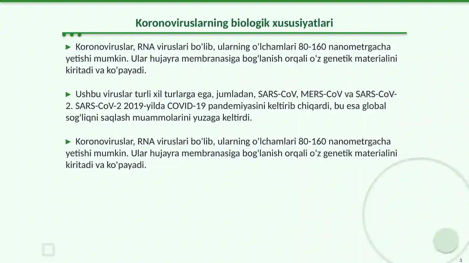 Koronoviruslar va ularning hozirgi kundagi muammolari 3