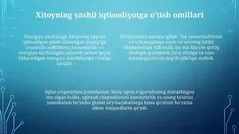 Yashil Iqtisodiyotga O'Tishning Xitoy Tajribasi 3