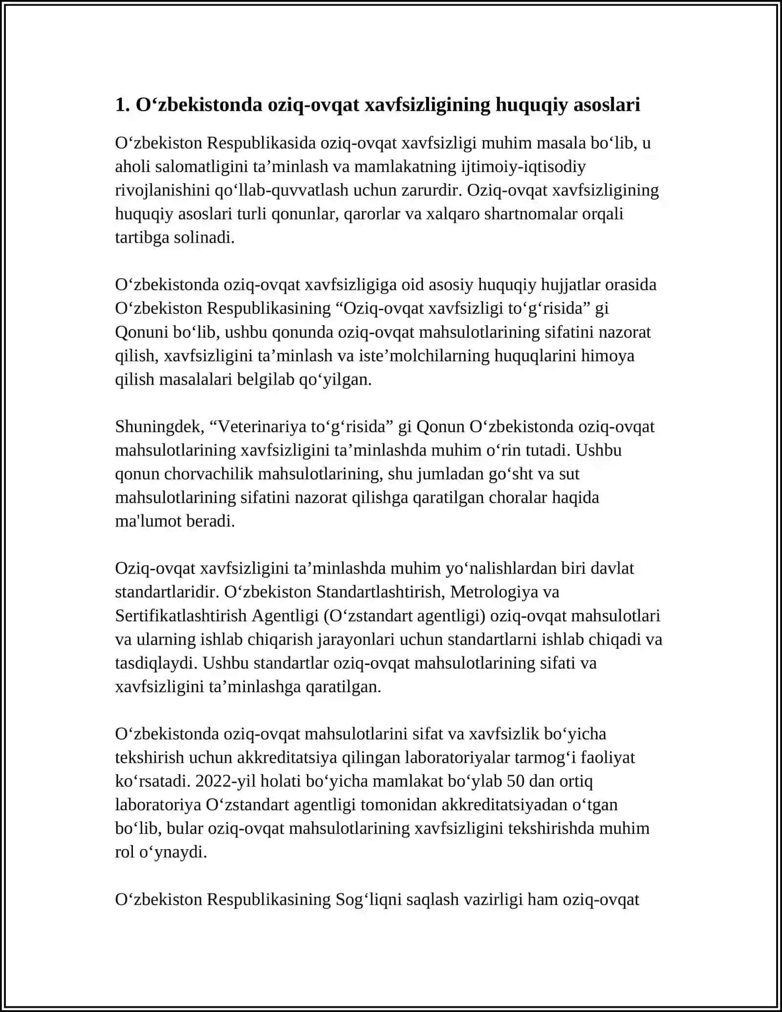 O'ZBEKISTONDA OZIQ OVQAT XAVSLIGINI ÓRNI 3