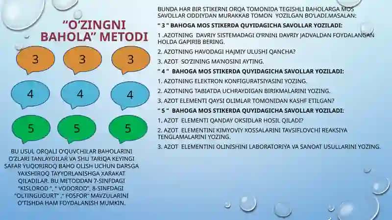 AZOT GURUHCHASI MAVZULARINI O‘QITISHDA INTERFAOL USULLARDAN FOYDALANISHNING SAMARADORLIGI 3