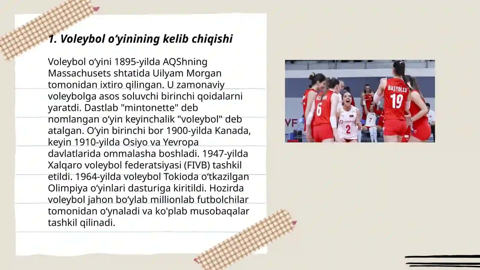 Voleybol oʻyini kelib chiqishi tarixi va uning qoidalari 3