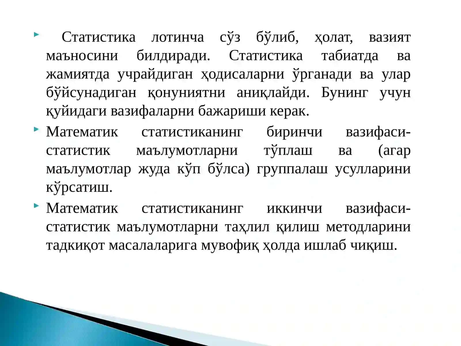EHTIMOLLAR NAZARIYASI BA MATEMATIK STATISTIKA 3