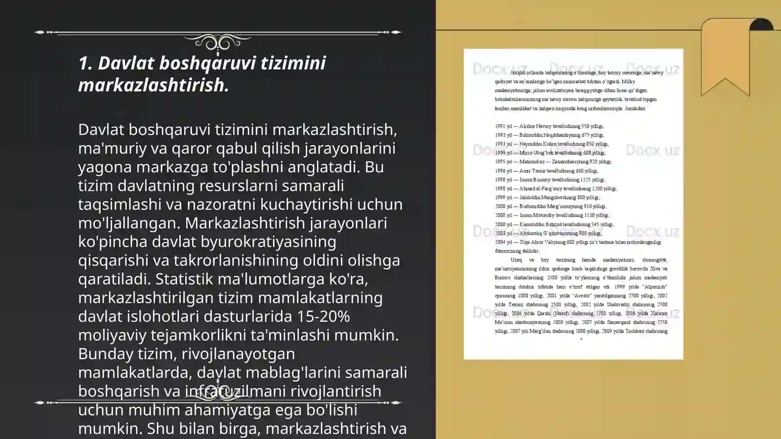 Davlat boshqaruvi tizimini markazlashtirish 3