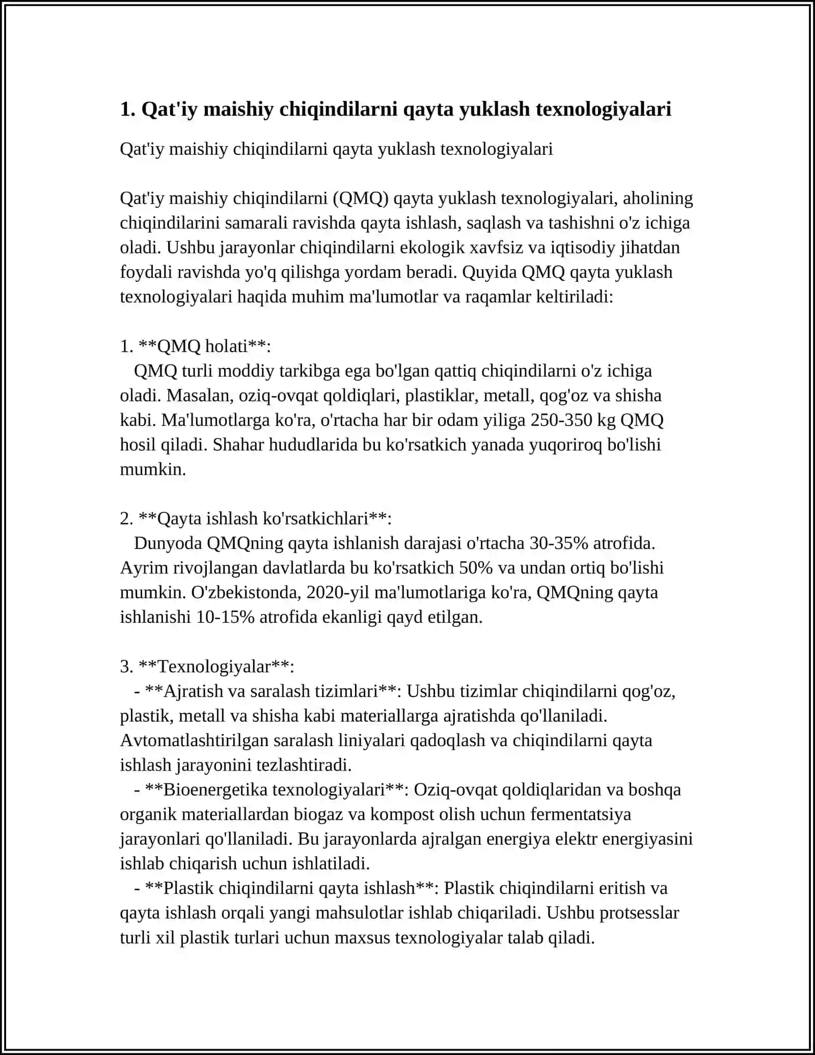 Qat'iy maishiy chiqindilarni qayta yuklash texnologiyalari 3